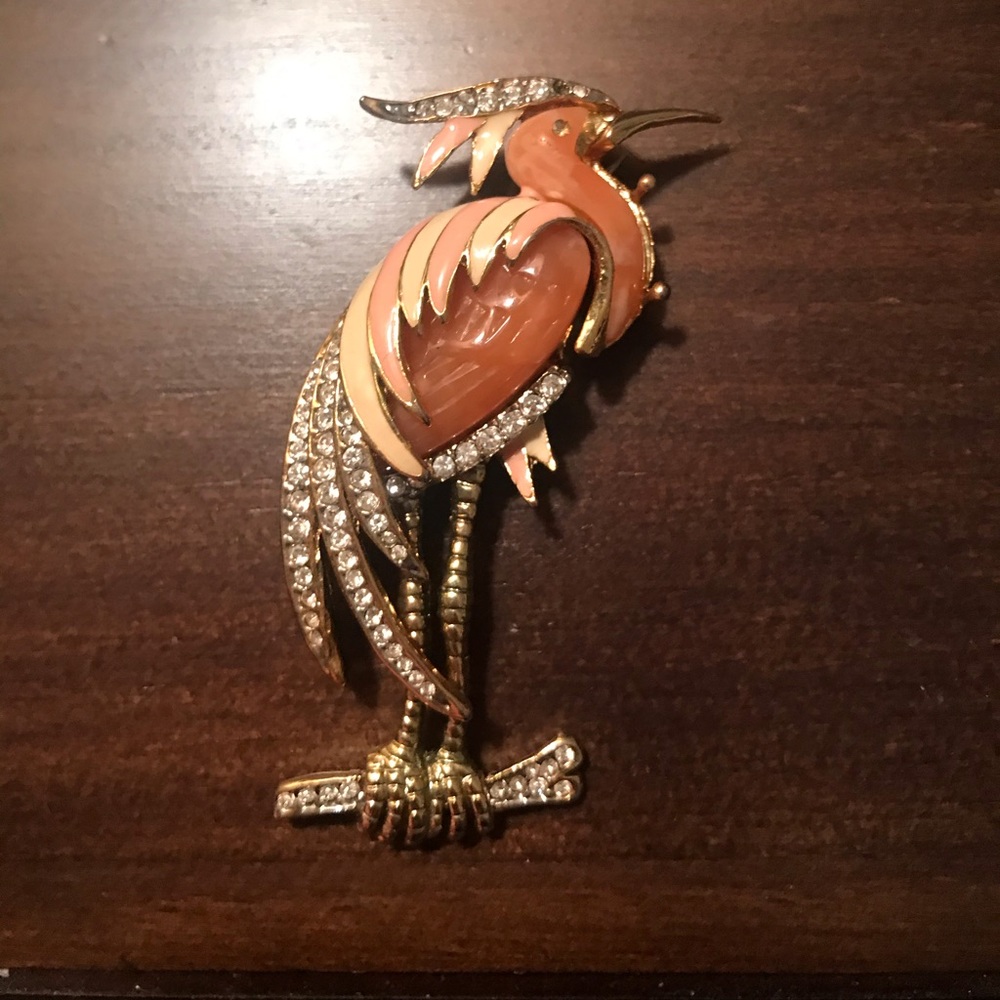 Vintage Carnegie heron brooch